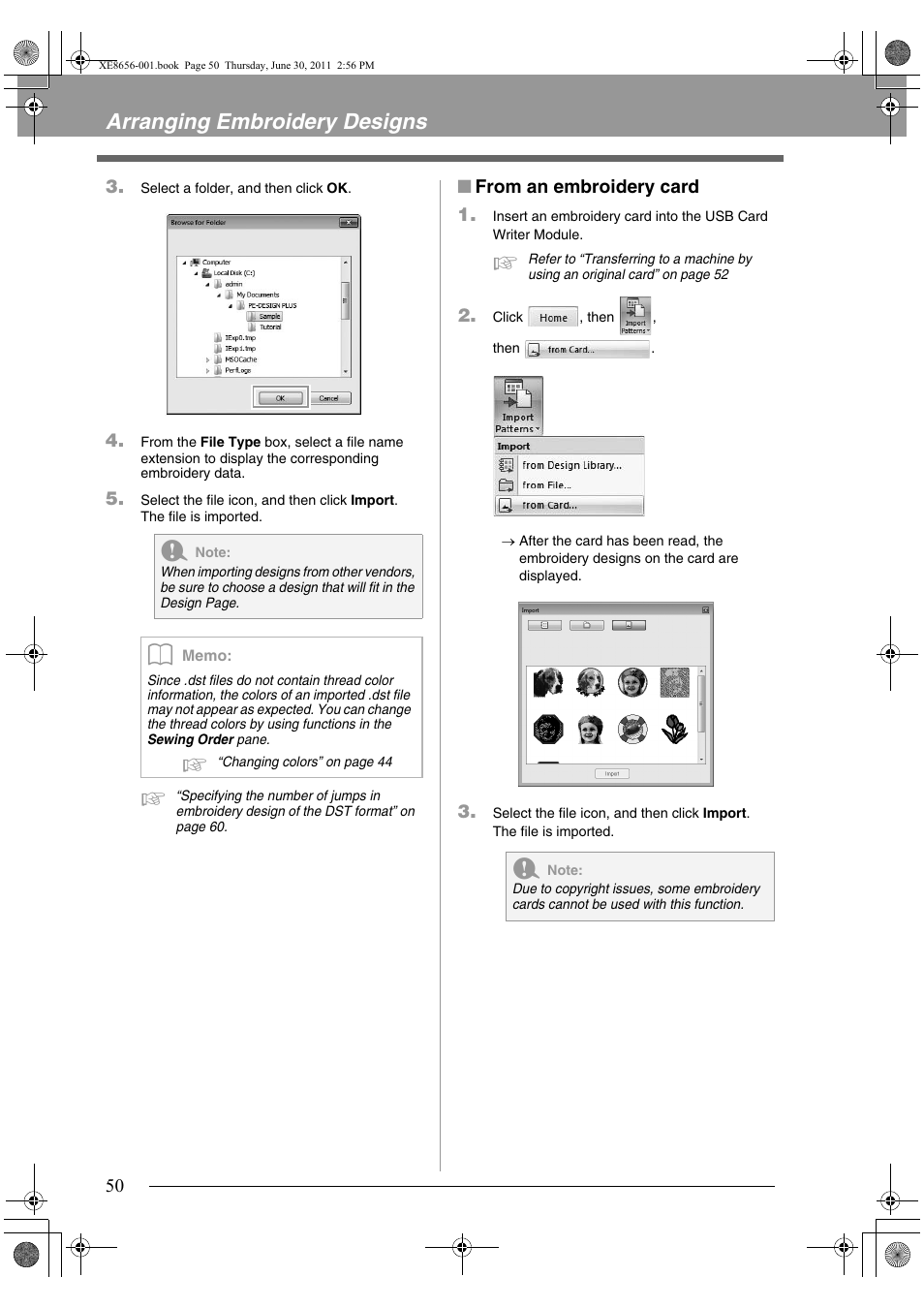 Arranging embroidery designs | Brother PE-DESIGN PLUS User Manual | Page 52 / 80