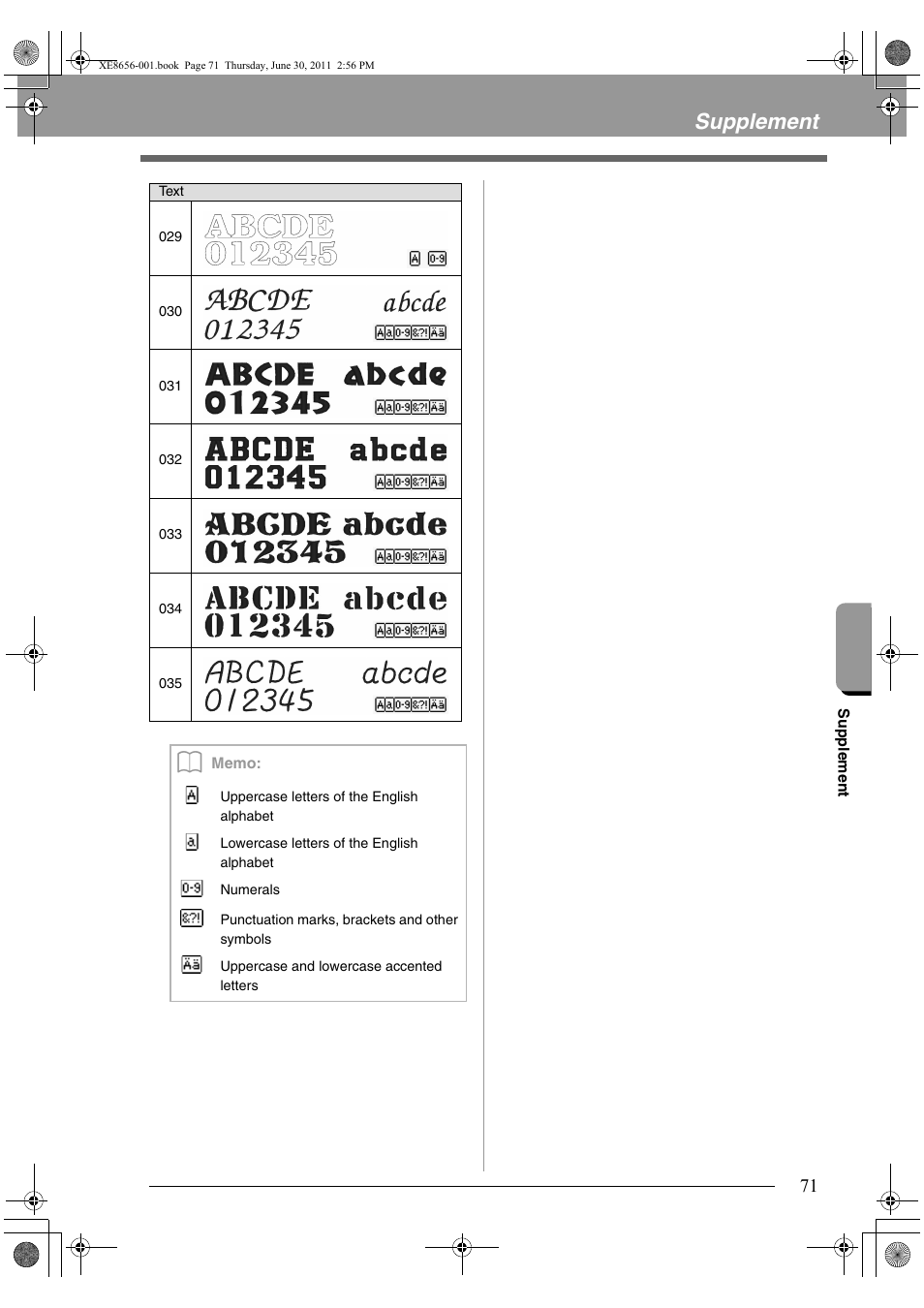 Supplement | Brother PE-DESIGN PLUS User Manual | Page 73 / 80