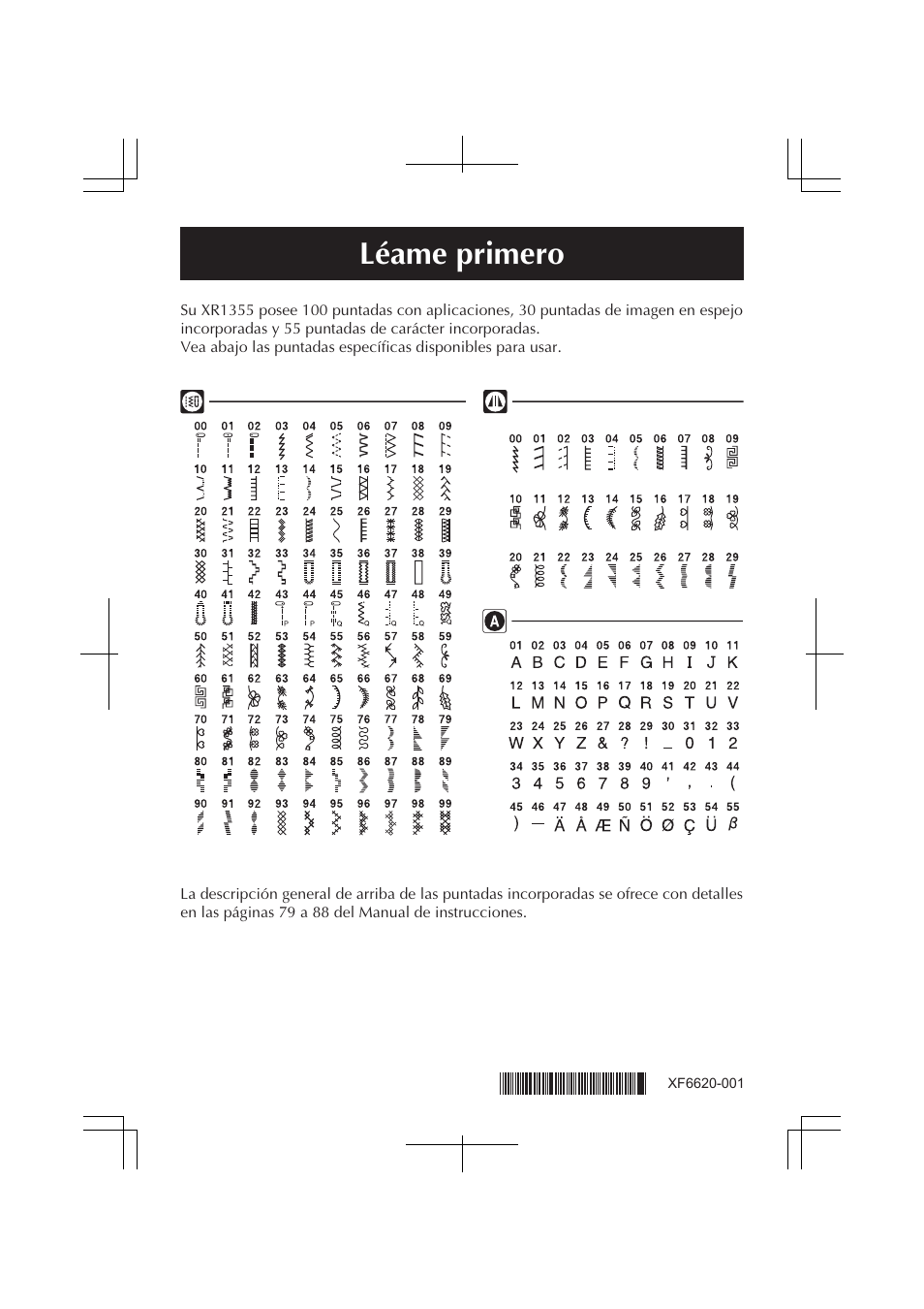 Léame primero | Brother XR1355 User Manual | Page 2 / 2