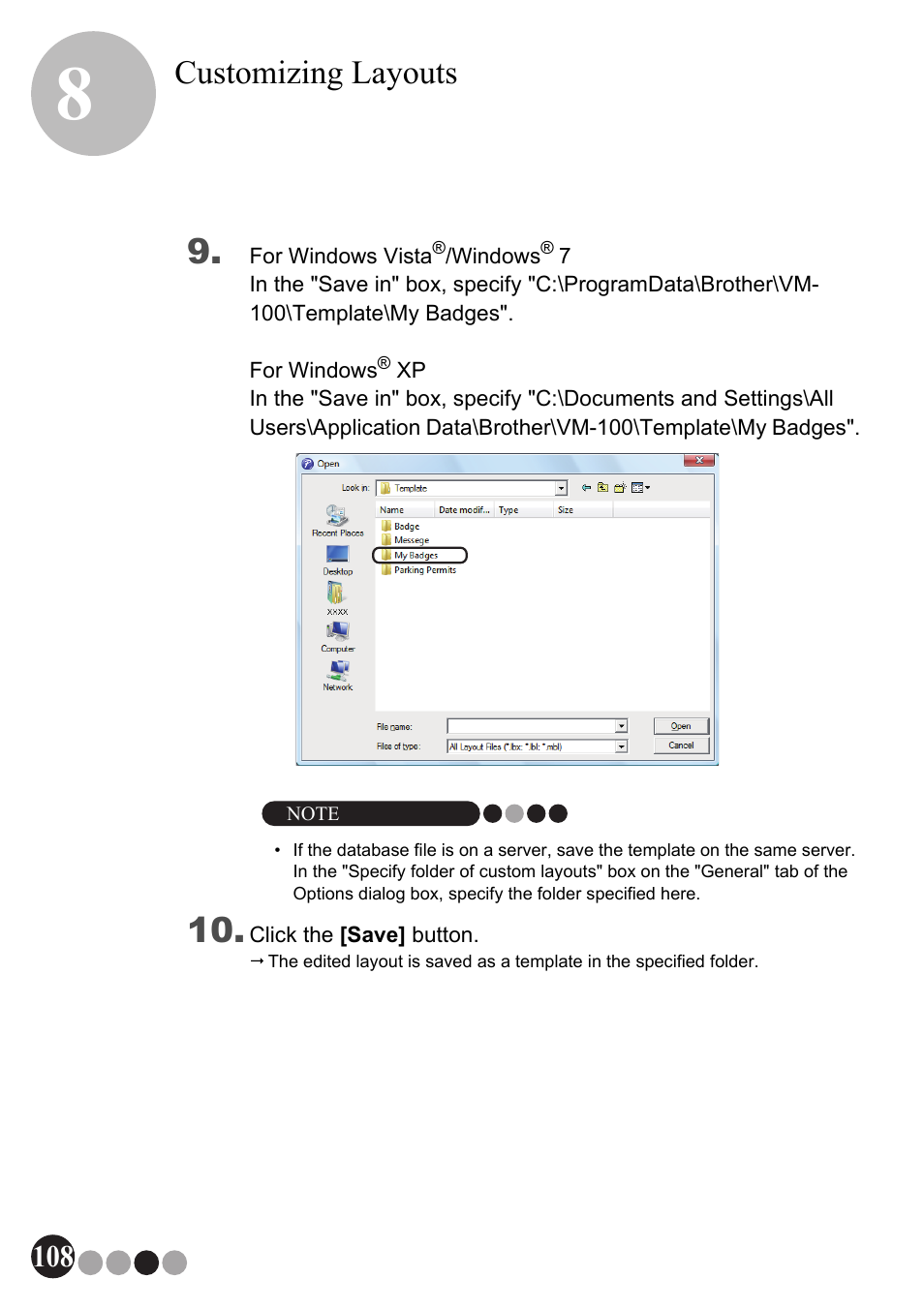Customizing layouts | Brother QL-570VM User Manual | Page 108 / 118