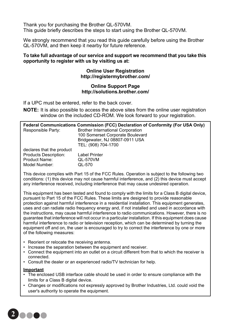 Brother QL-570VM User Manual | Page 2 / 118