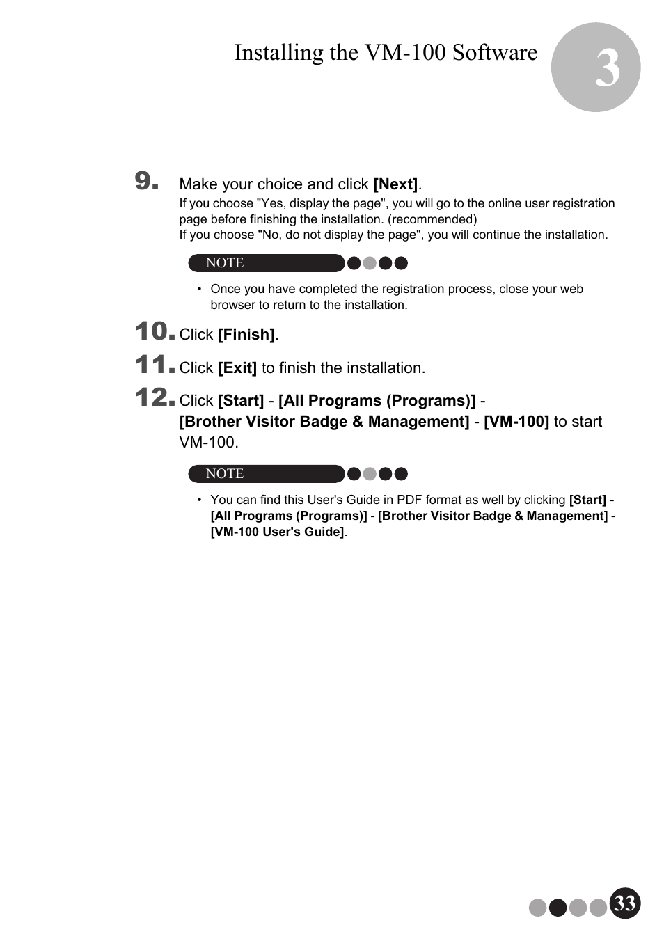 Installing the vm-100 software | Brother QL-570VM User Manual | Page 33 / 118