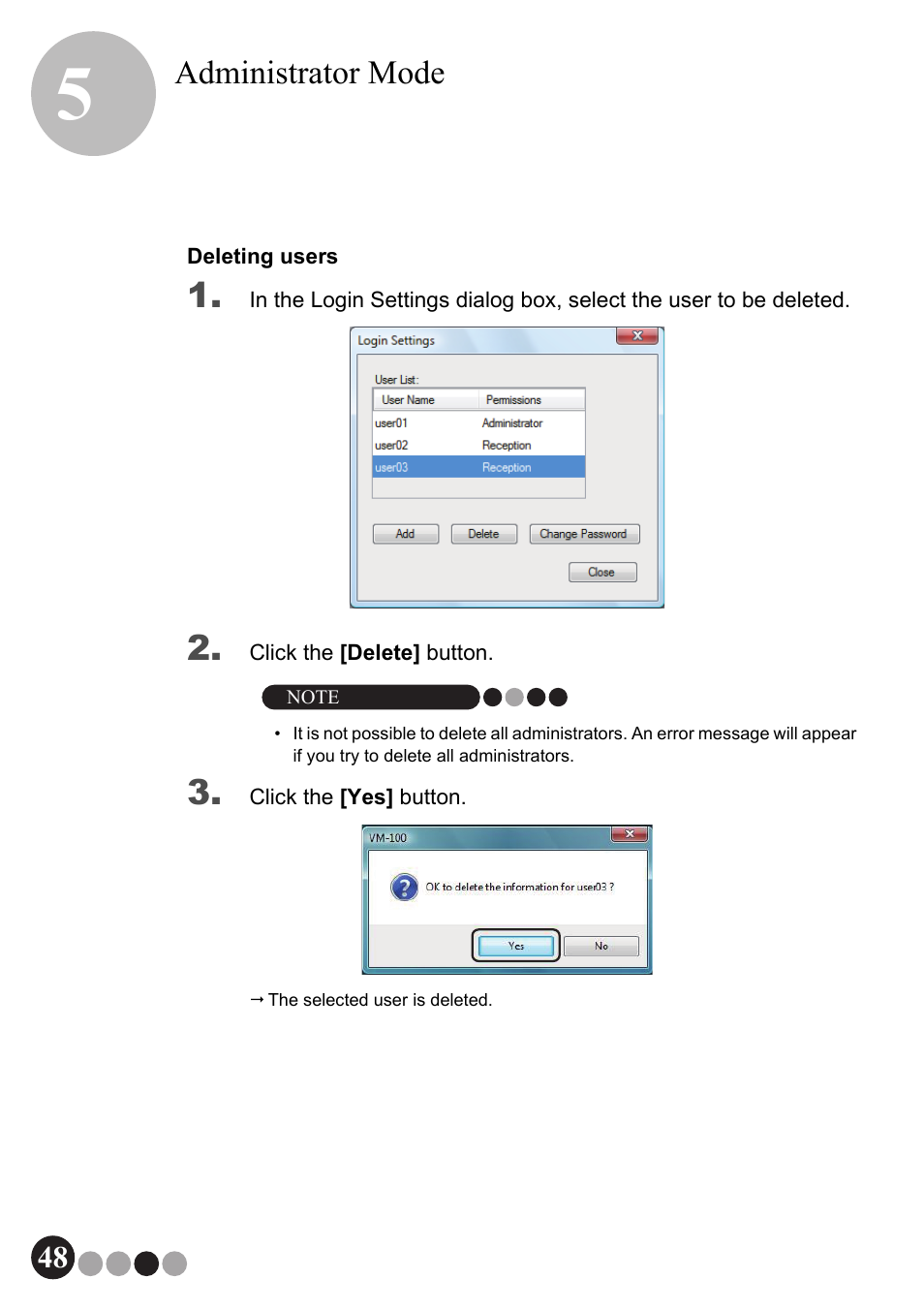 Administrator mode | Brother QL-570VM User Manual | Page 48 / 118