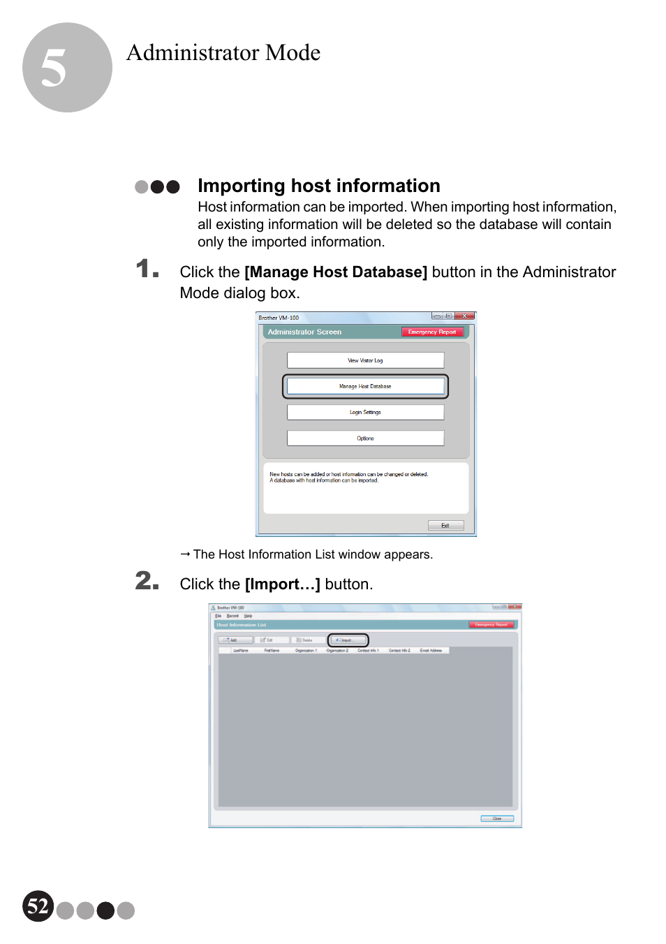 Importing host information | Brother QL-570VM User Manual | Page 52 / 118