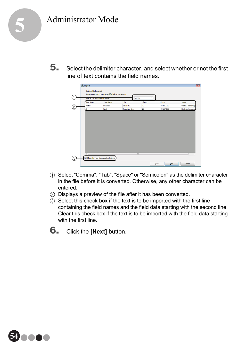 Administrator mode | Brother QL-570VM User Manual | Page 54 / 118