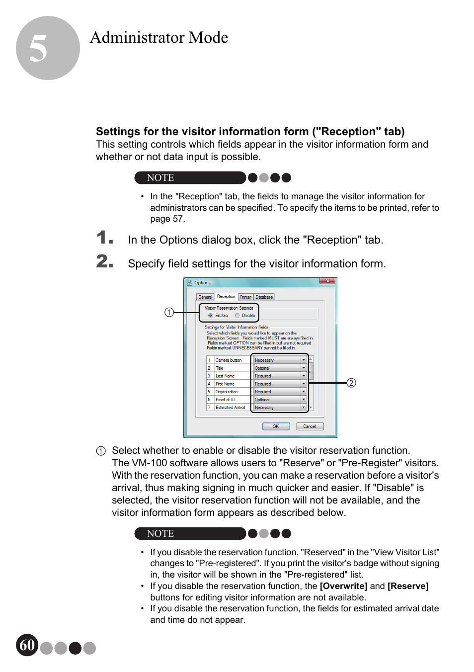 Administrator mode | Brother QL-570VM User Manual | Page 60 / 118