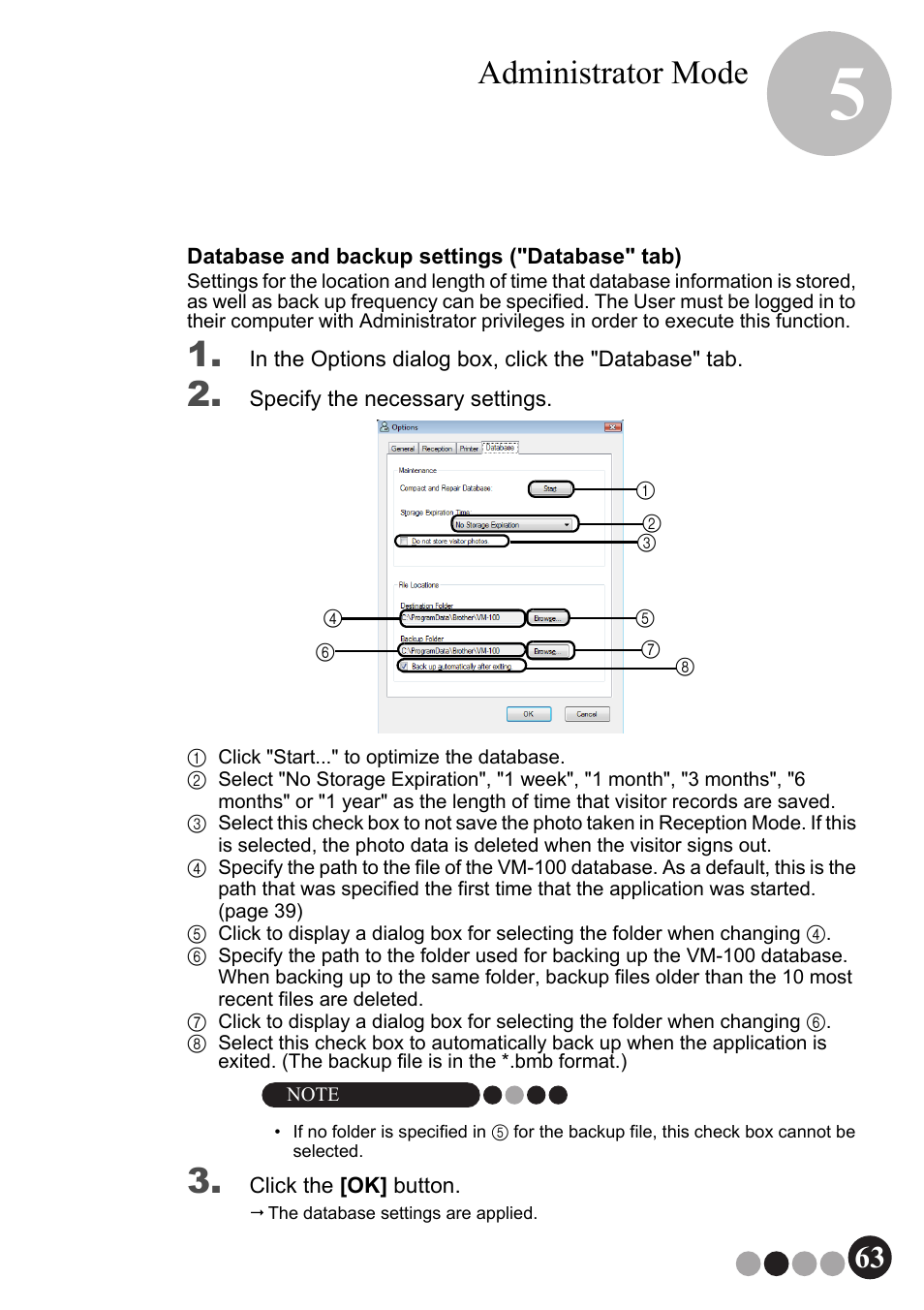 Administrator mode | Brother QL-570VM User Manual | Page 63 / 118