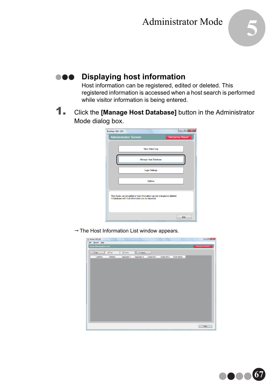 Displaying host information | Brother QL-570VM User Manual | Page 67 / 118