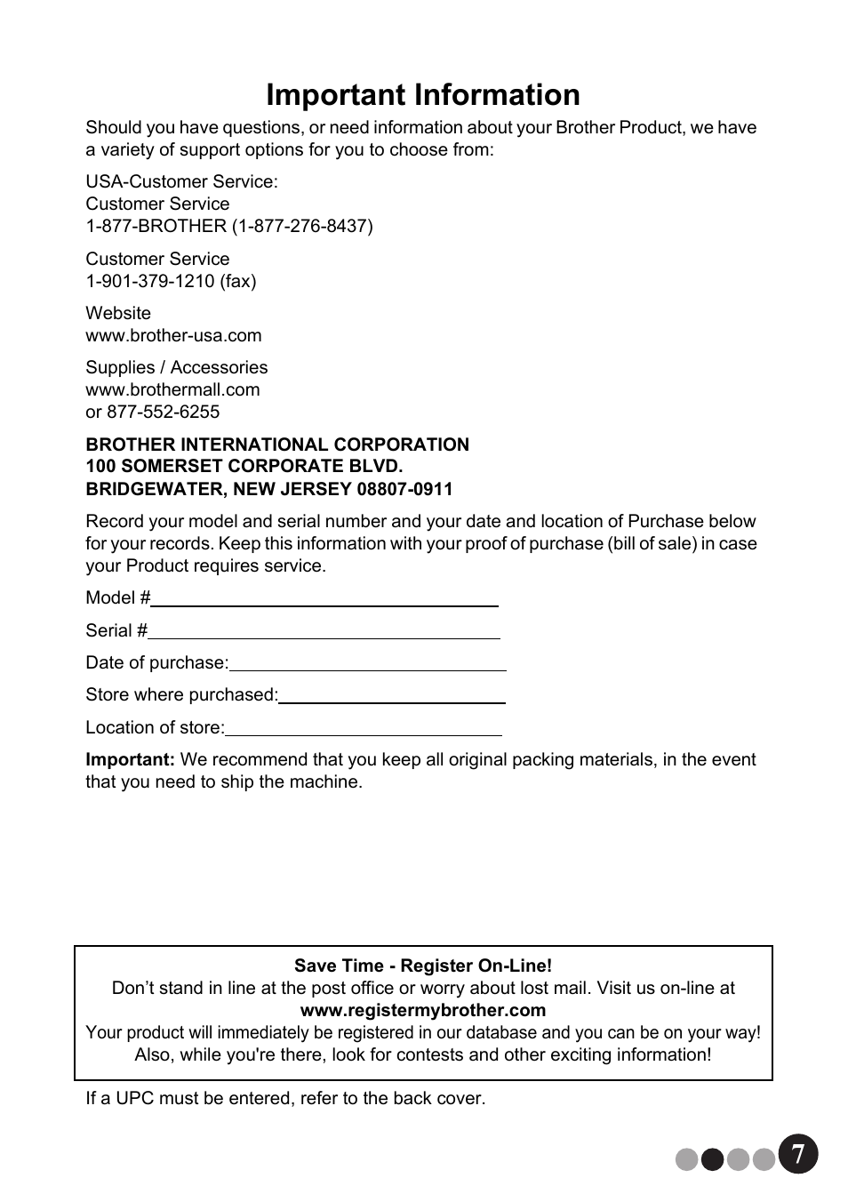 Important information | Brother QL-570VM User Manual | Page 7 / 118