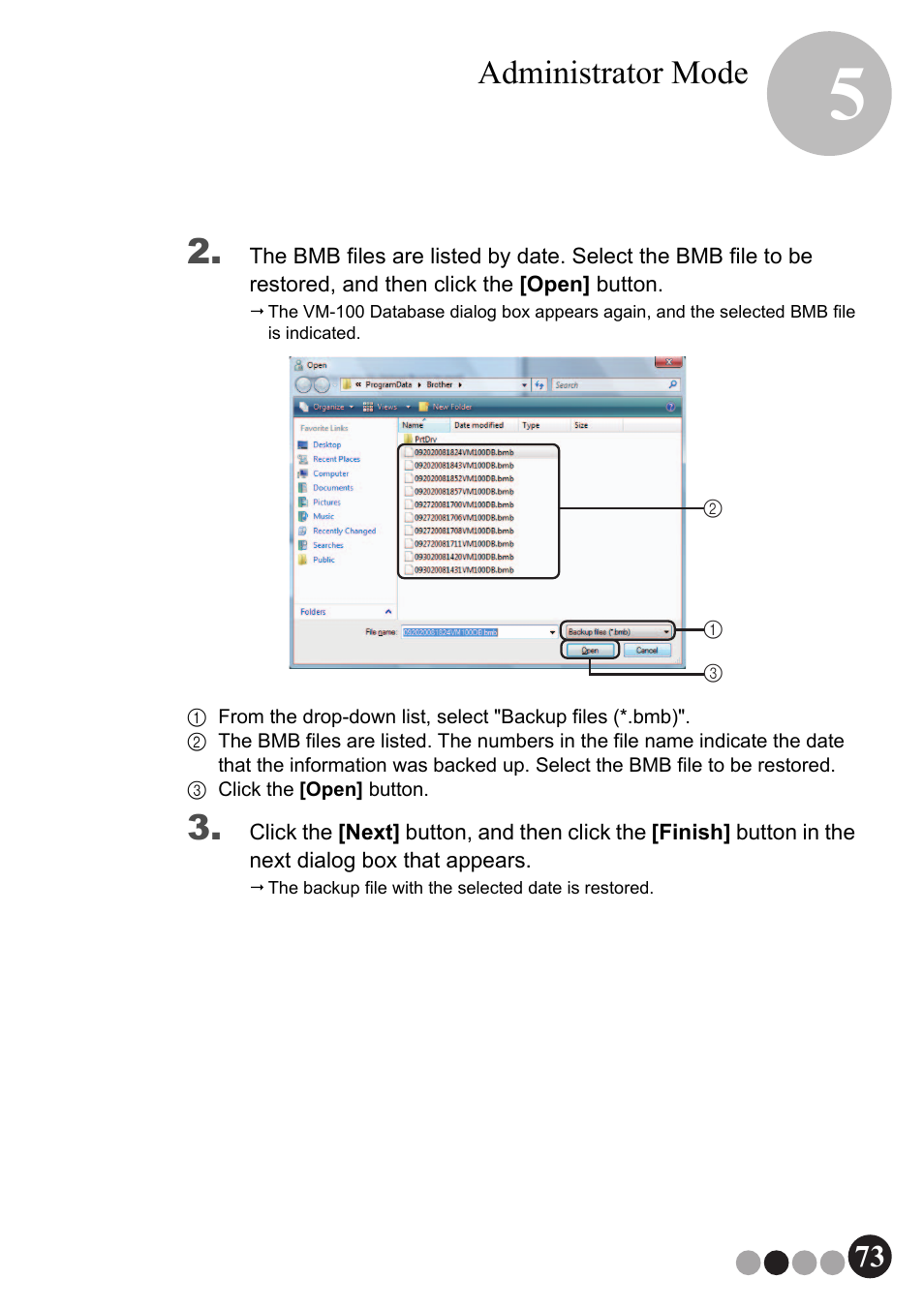 Administrator mode | Brother QL-570VM User Manual | Page 73 / 118