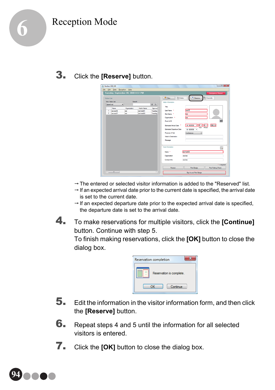 Reception mode | Brother QL-570VM User Manual | Page 94 / 118