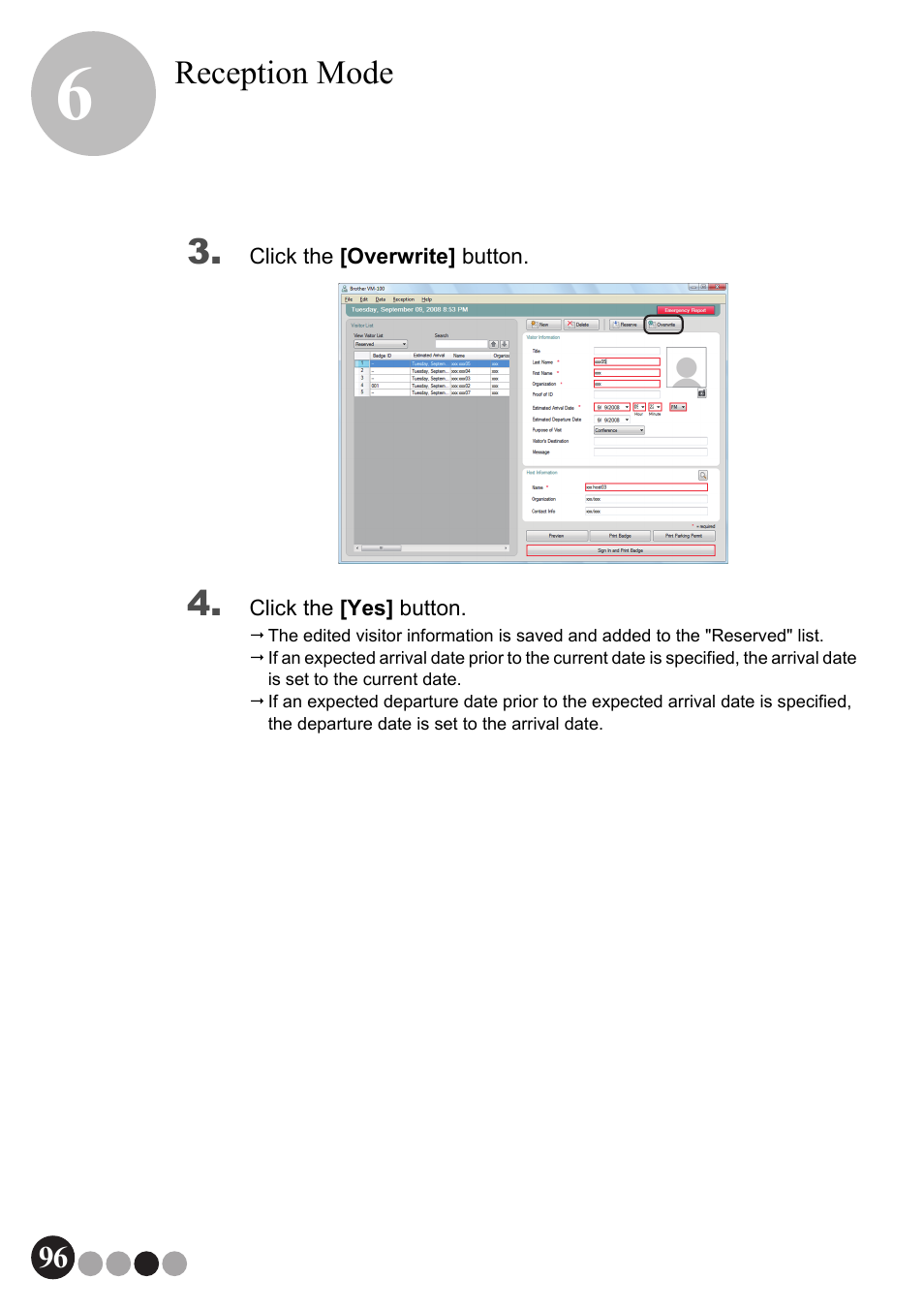 Reception mode | Brother QL-570VM User Manual | Page 96 / 118