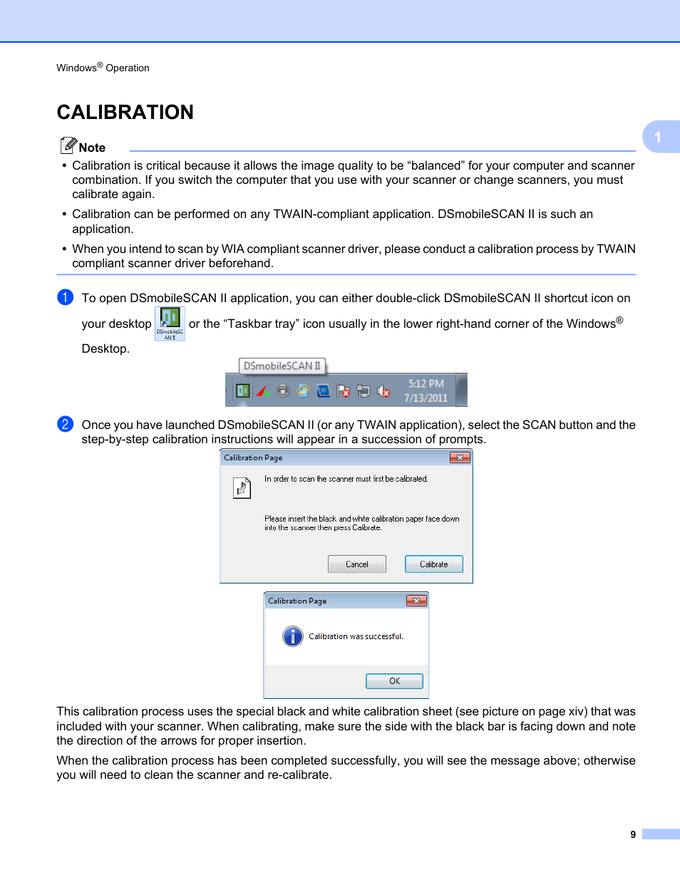 Calibration | Brother DS-610 User Manual | Page 27 / 60