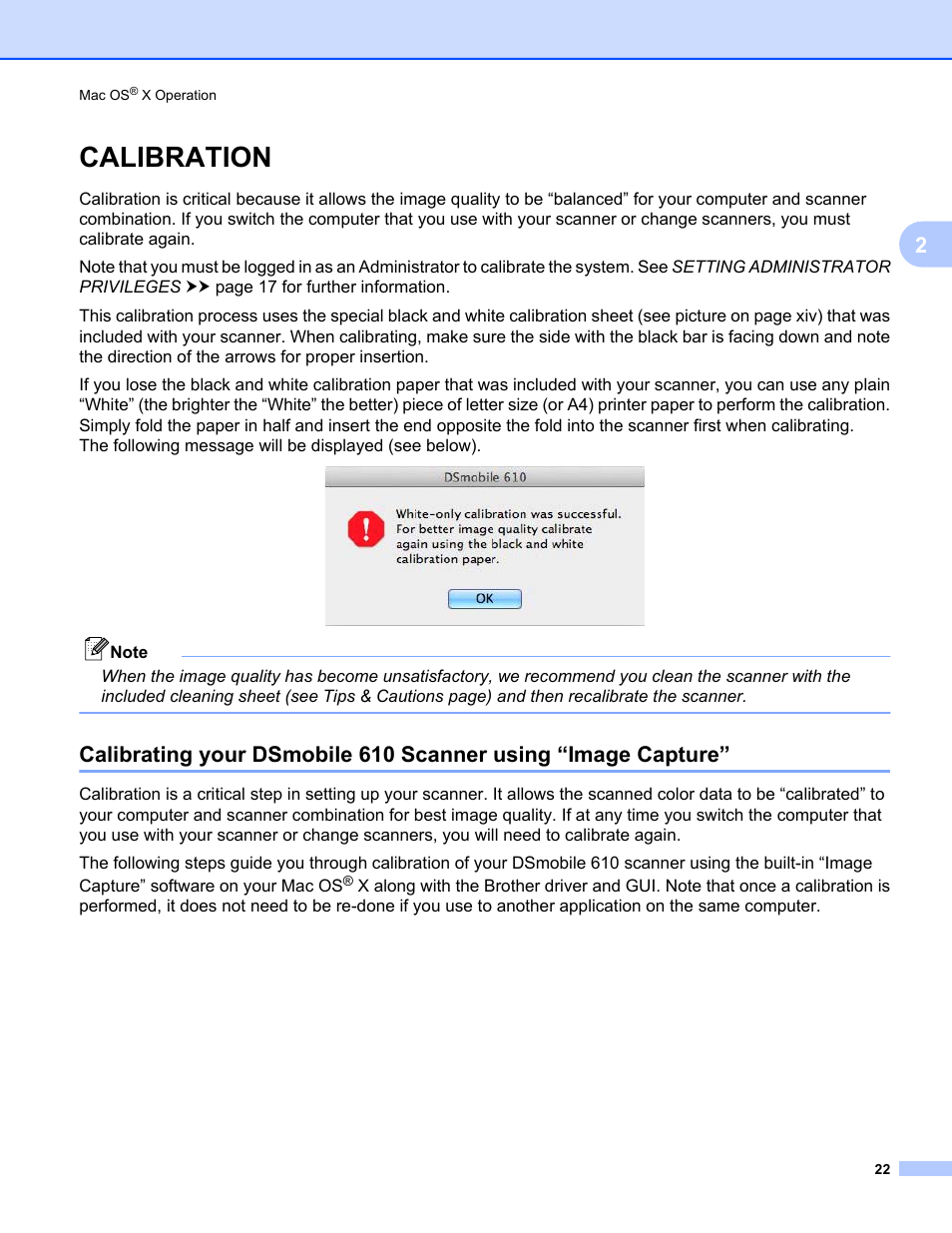 Calibration | Brother DS-610 User Manual | Page 40 / 60