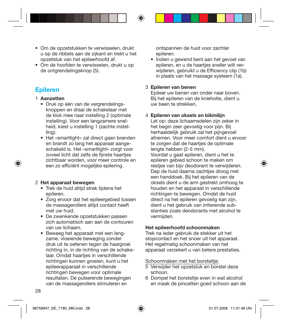 Epileren | Braun 7180 Silk-épil Xpressive User Manual | Page 27 / 70