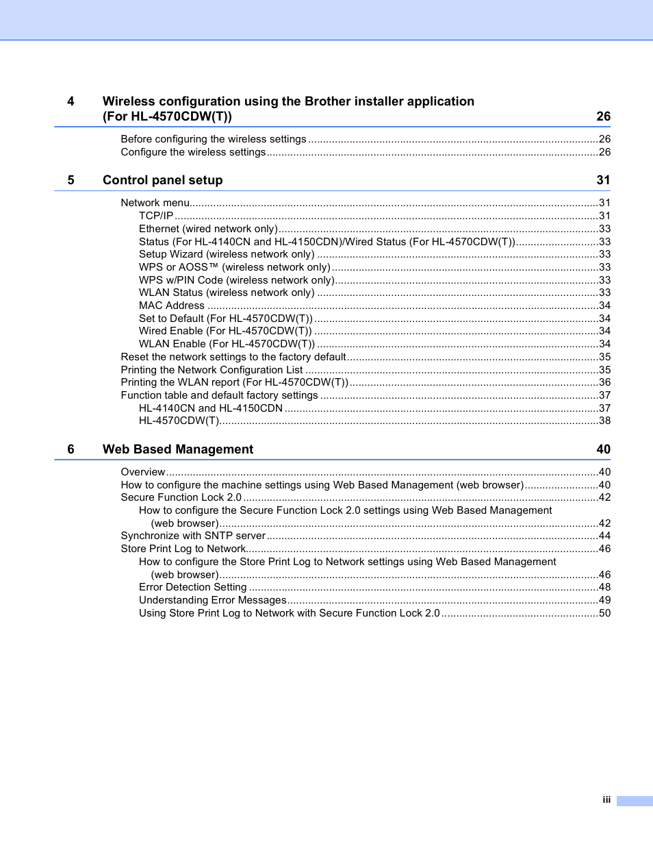 Brother HL 4570CDWT User Manual | Page 4 / 114