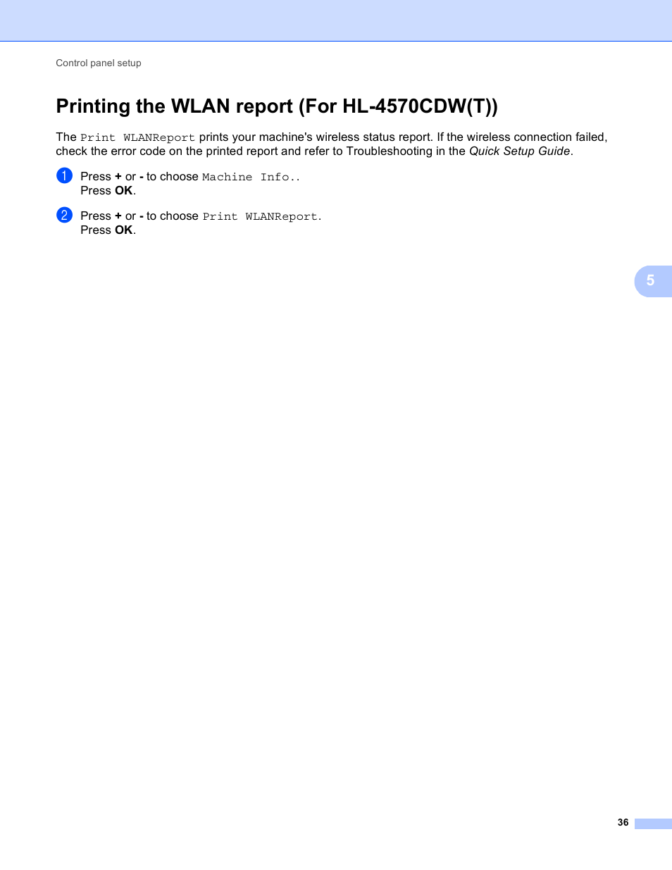Printing the wlan report (for hl-4570cdw(t)) | Brother HL 4570CDWT User Manual | Page 41 / 114