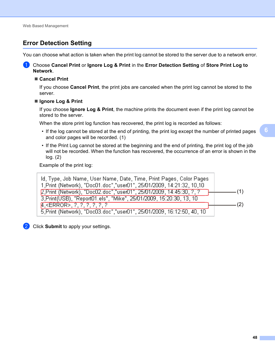 Error detection setting, 6error detection setting | Brother HL 4570CDWT User Manual | Page 53 / 114