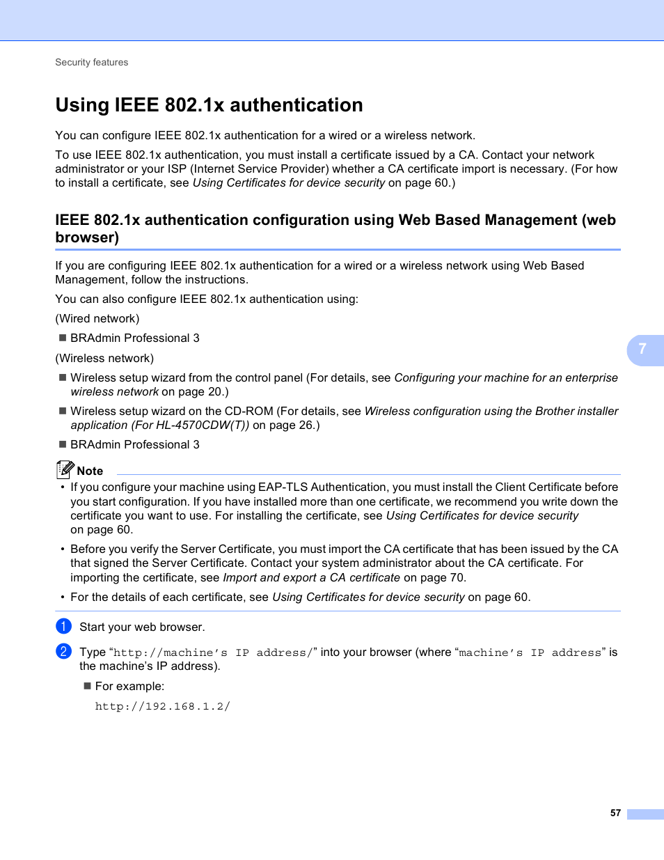 Using ieee 802.1x authentication | Brother HL 4570CDWT User Manual | Page 62 / 114