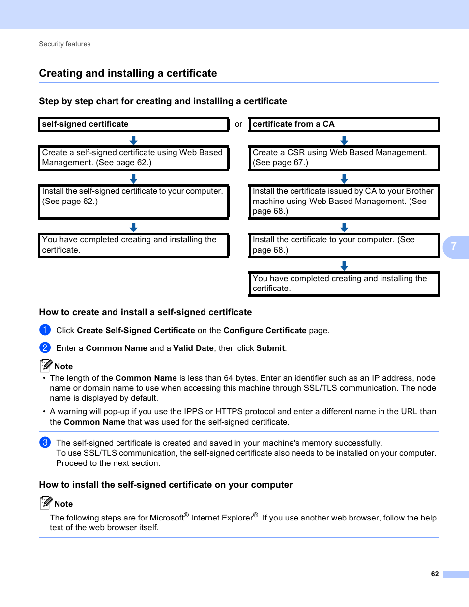Creating and installing a certificate, 7creating and installing a certificate | Brother HL 4570CDWT User Manual | Page 67 / 114