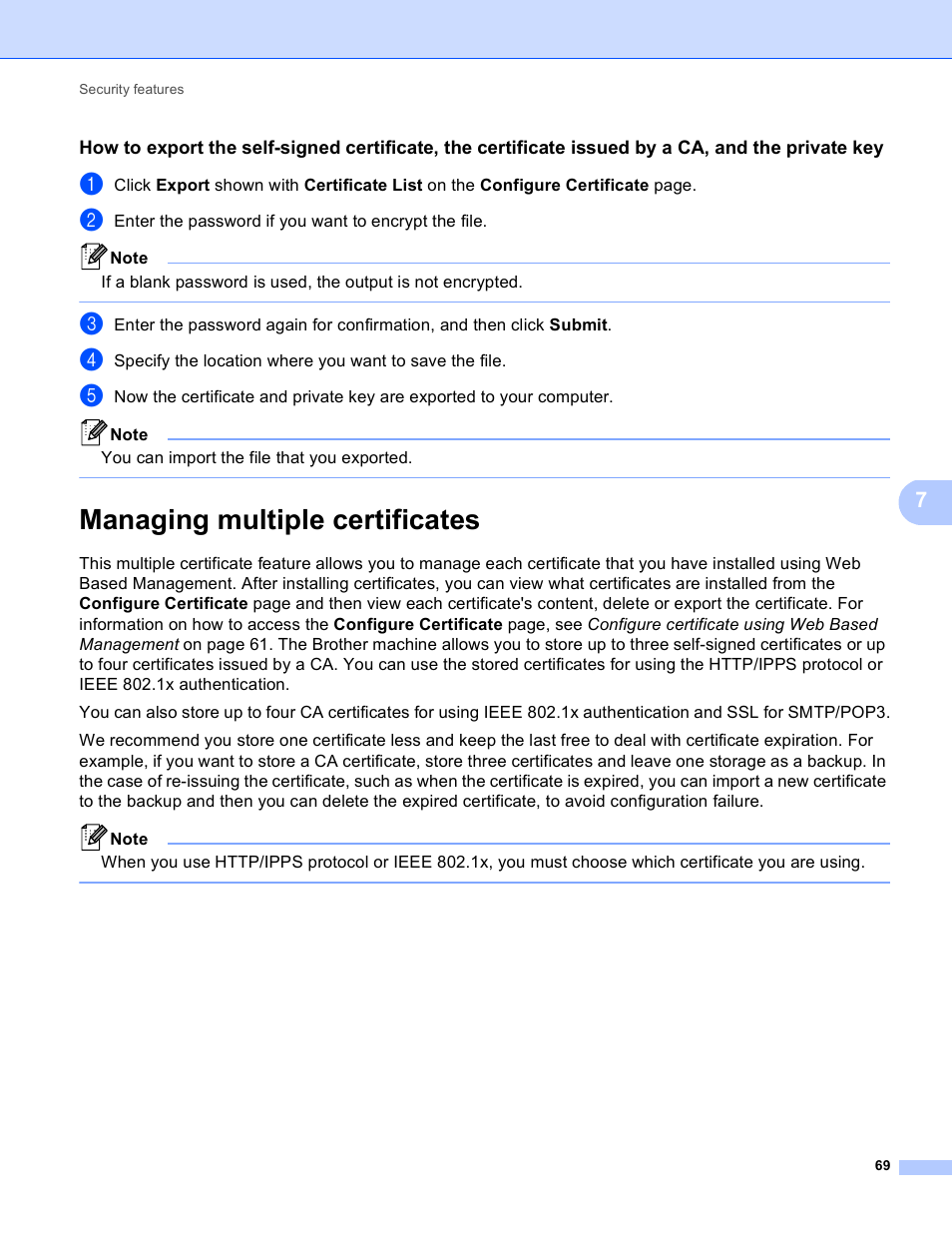 Managing multiple certificates | Brother HL 4570CDWT User Manual | Page 74 / 114
