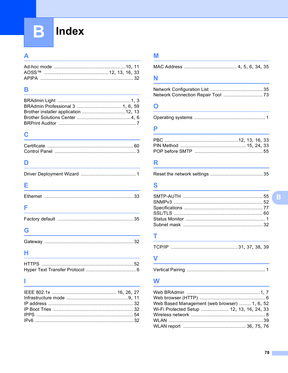 Index | Brother HL 4570CDWT User Manual | Page 83 / 114