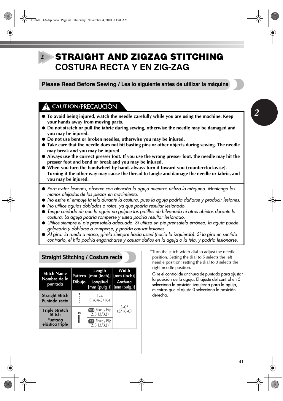 Caution/ precaución | Brother XL 2600i User Manual | Page 42 / 82