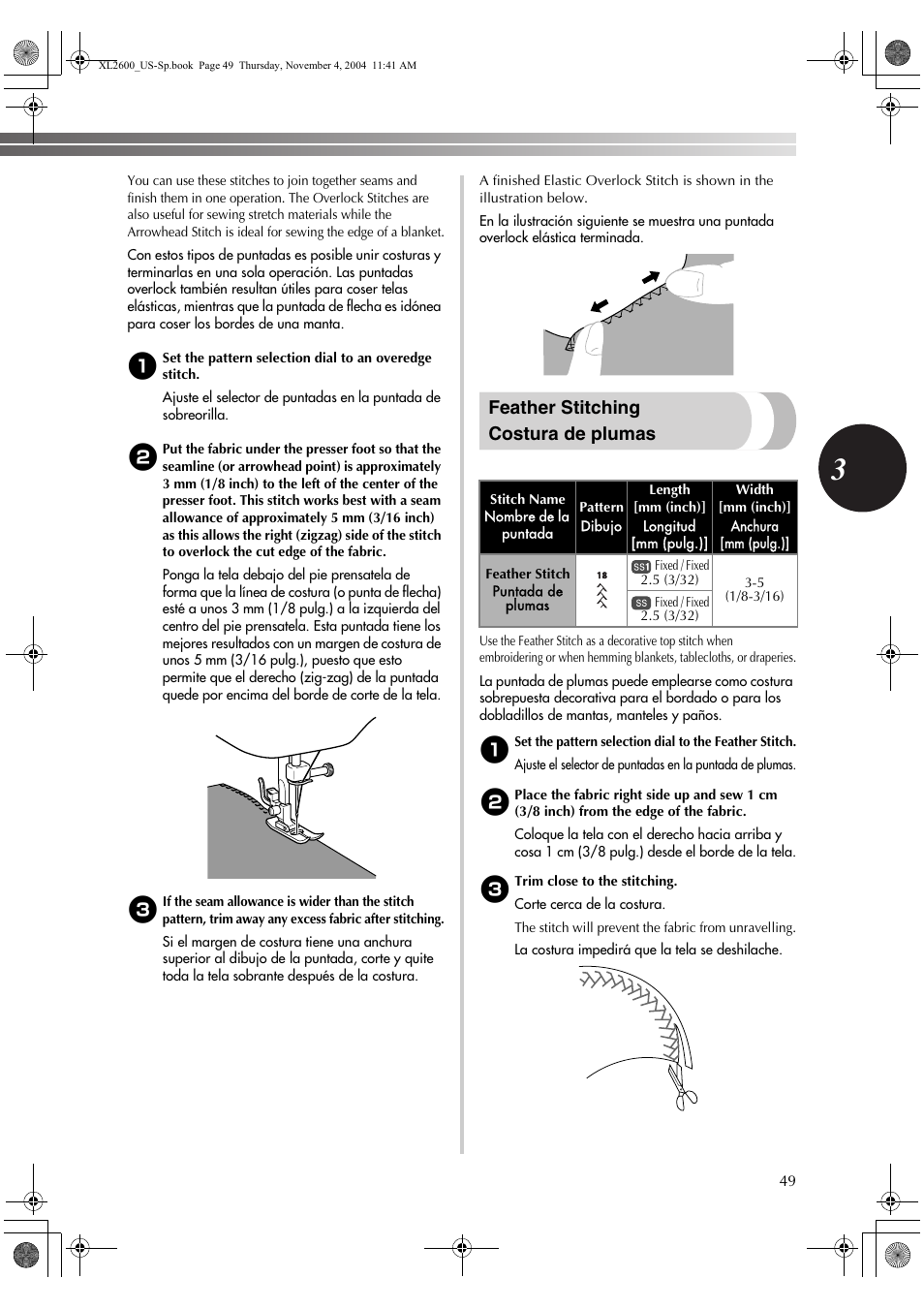 Feather stitching costura de plumas | Brother XL 2600i User Manual | Page 50 / 82