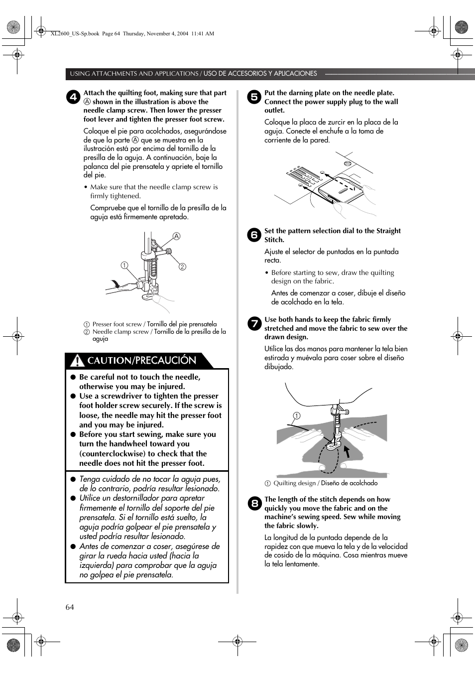 Caution/ precaución | Brother XL 2600i User Manual | Page 65 / 82