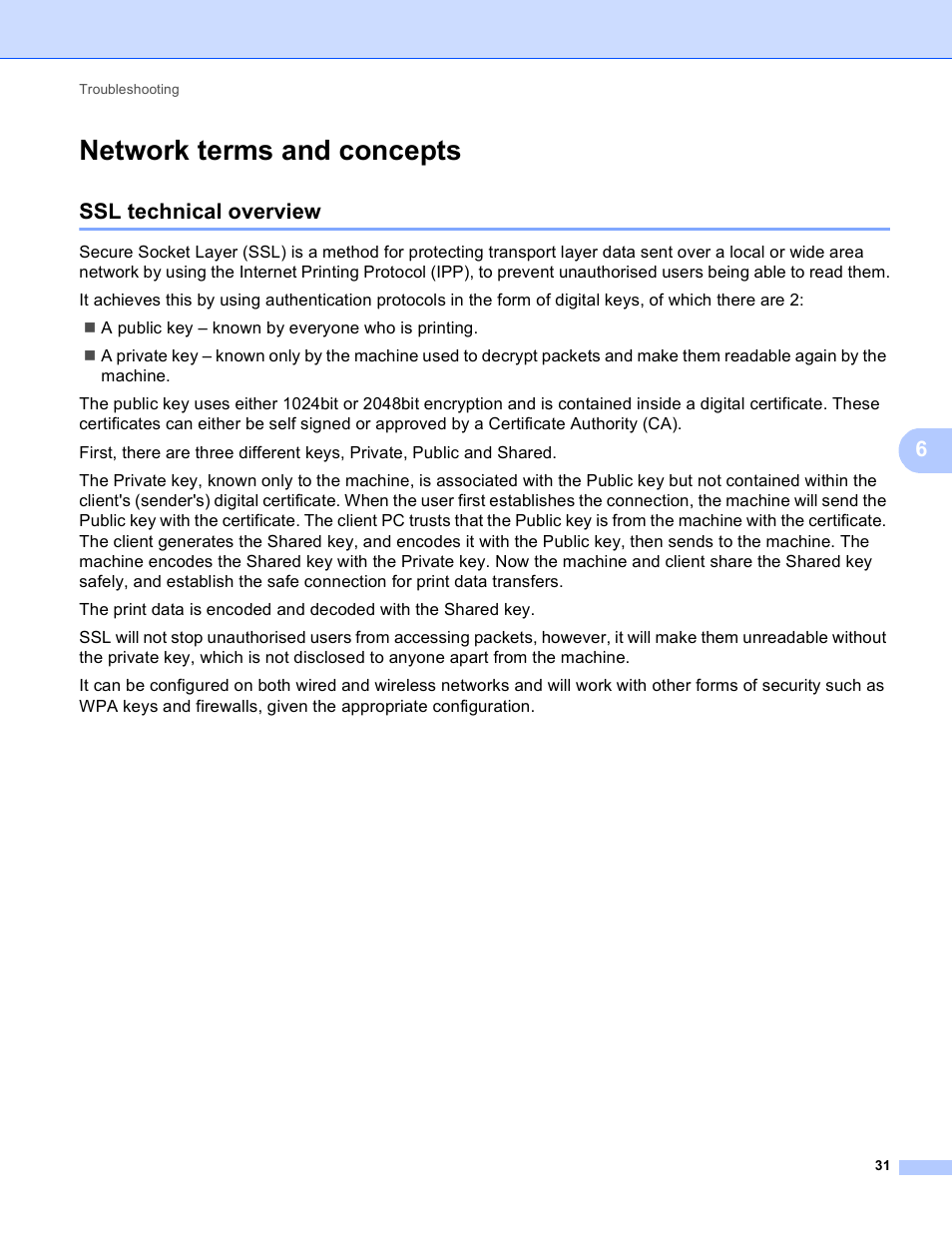 Network terms and concepts, Ssl technical overview | Brother DCP-8155DN User Manual | Page 35 / 36