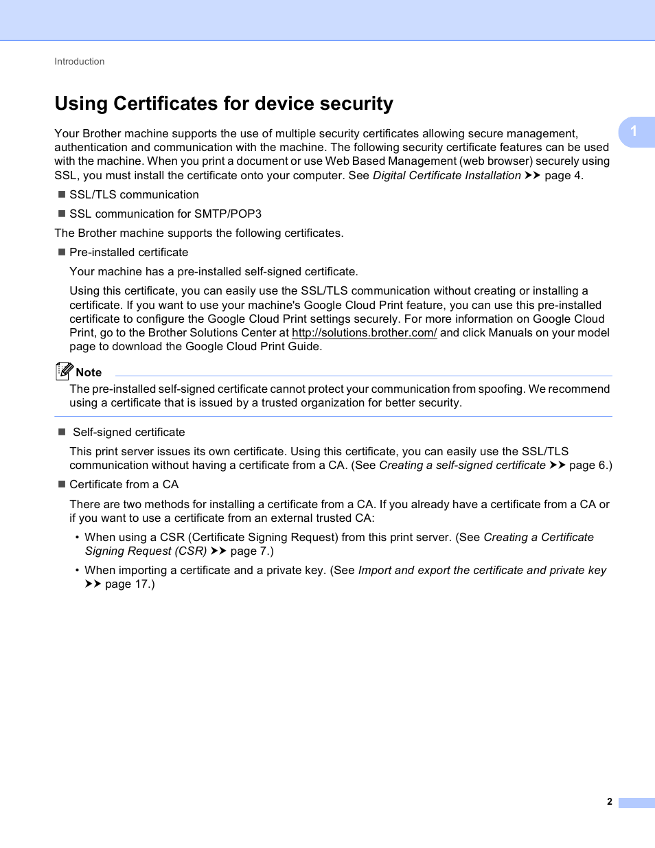 Using certificates for device security | Brother DCP-8155DN User Manual | Page 6 / 36