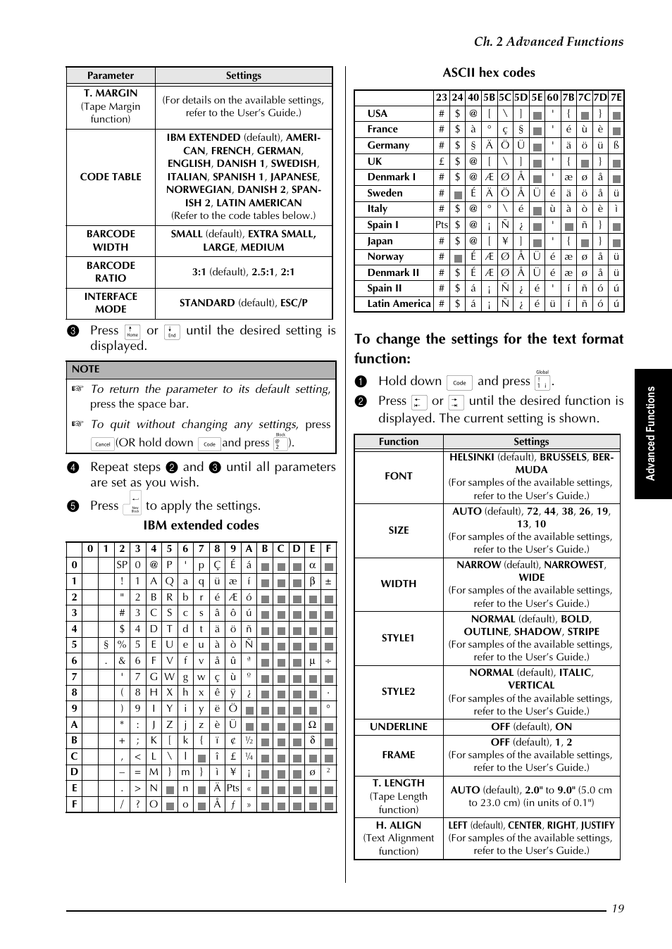 K  $gydqfhg )xqfwlrqv | Brother PT-9600 User Manual | Page 24 / 52