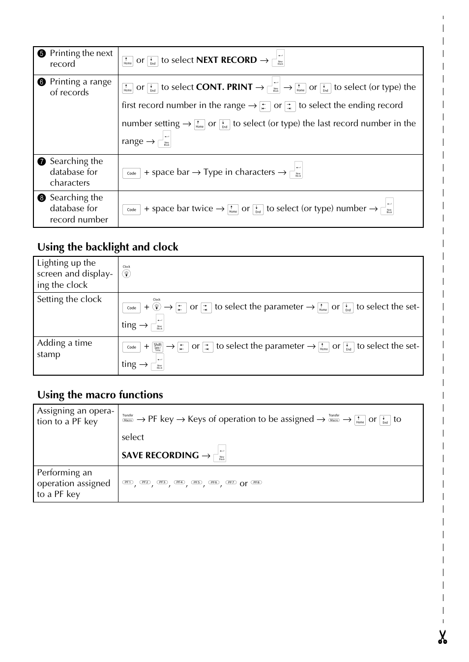 Using the backlight and clock, Using the macro functions | Brother PT-9600 User Manual | Page 3 / 52