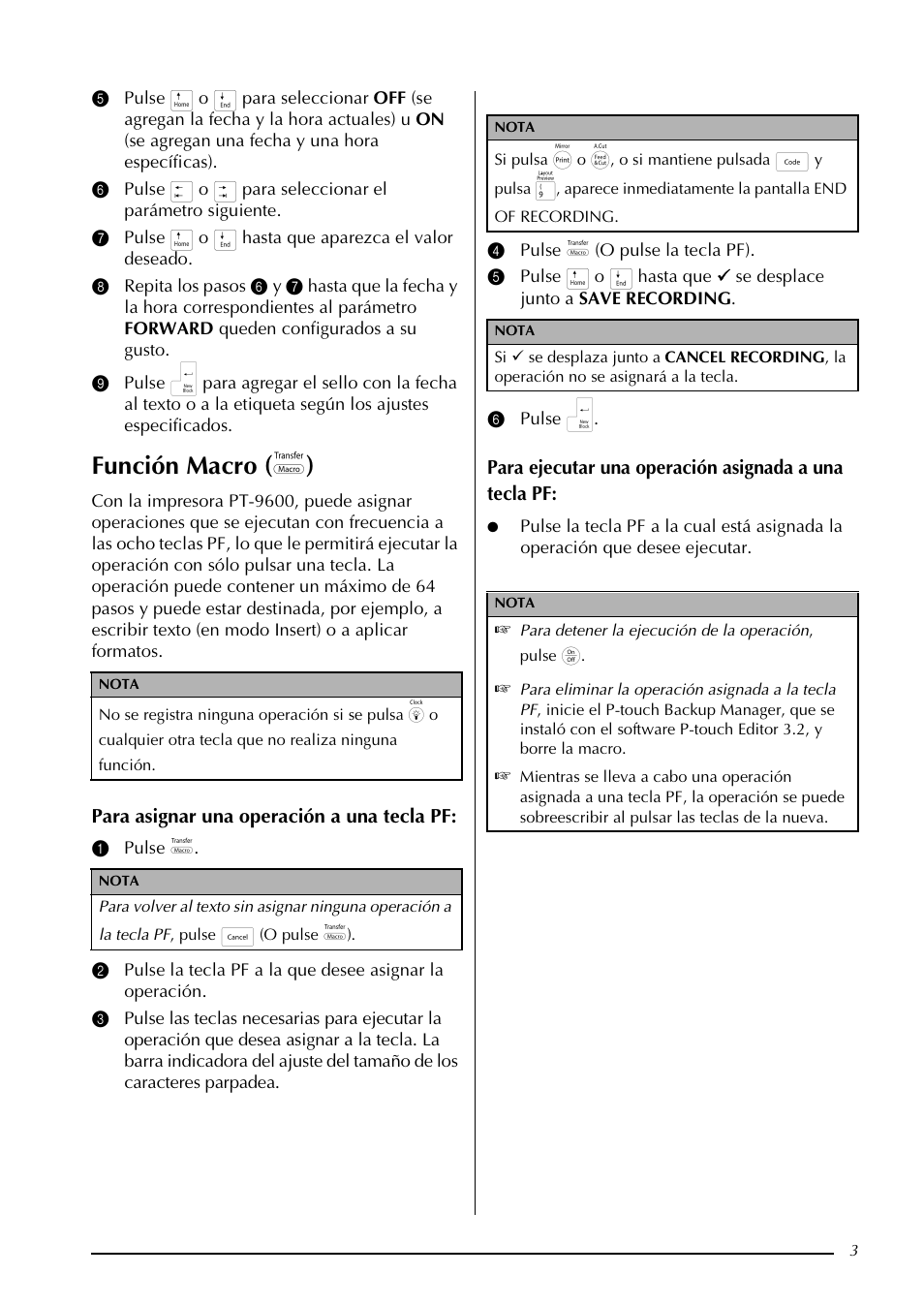 Función macro ( ( ) | Brother PT-9600 User Manual | Page 36 / 52