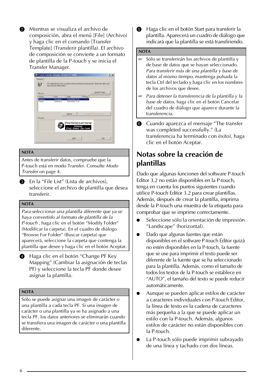 Notas sobre la creación de plantillas | Brother PT-9600 User Manual | Page 39 / 52