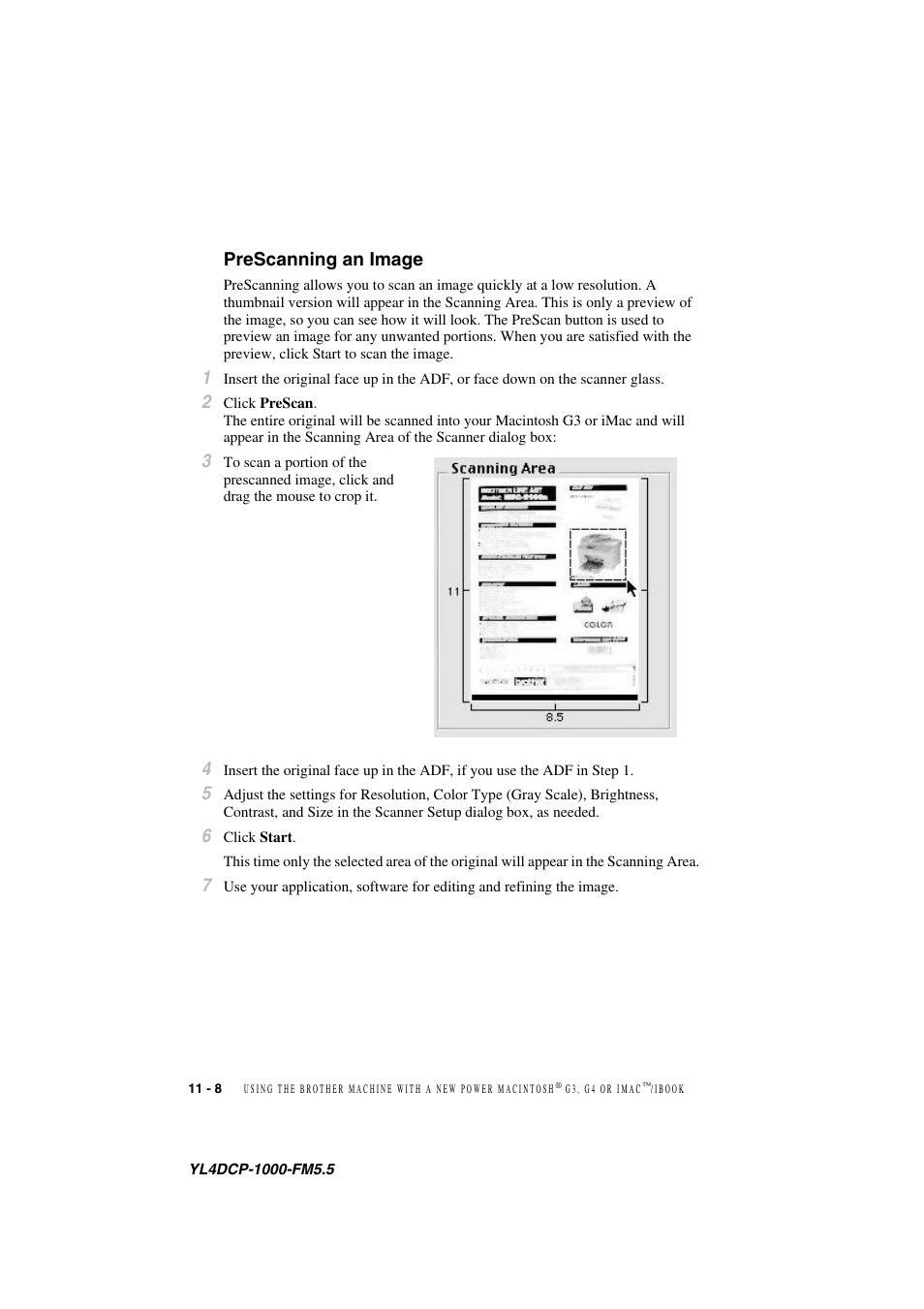 Prescanning an image, Prescanning an image -8 | Brother DCP 1000 User Manual | Page 100 / 139