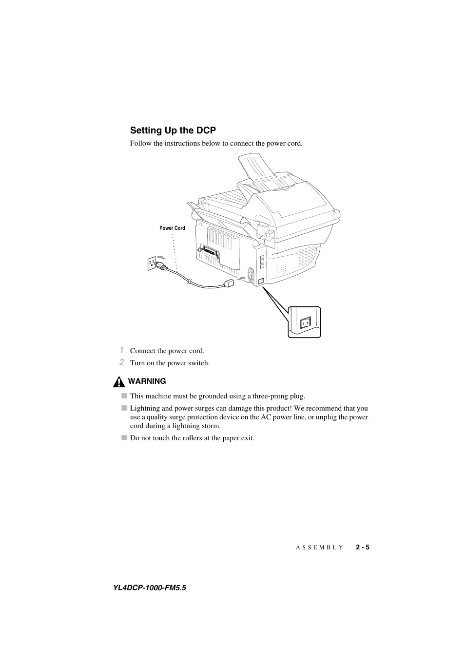 Setting up the dcp, Setting up the dcp -5 | Brother DCP 1000 User Manual | Page 27 / 139