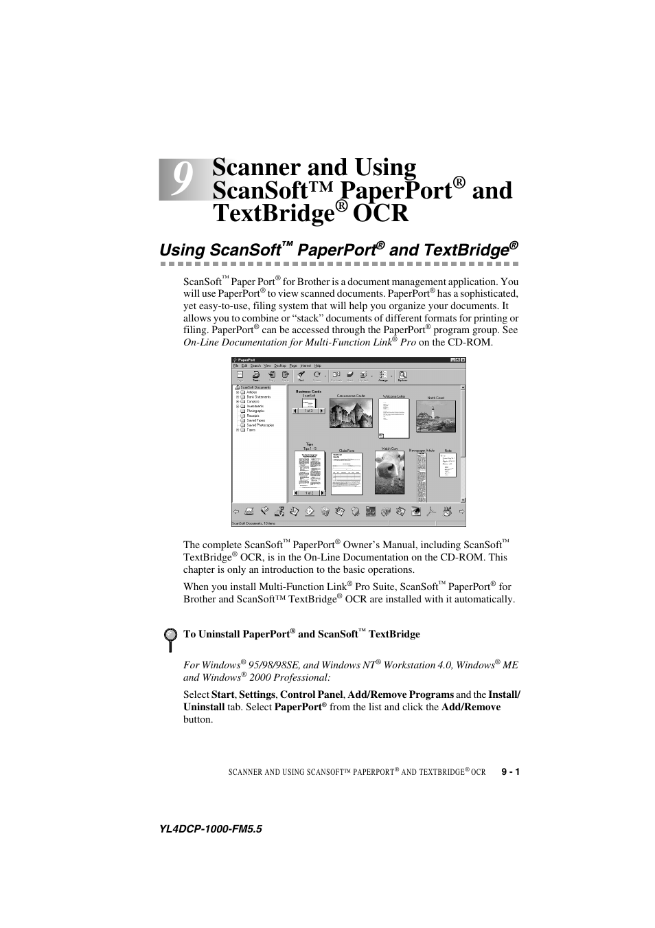 Using scansoft™ paperport® and textbridge, Scanner and using scansoft™ paperport, Using scansoft™ paperport | And textbridge, Using scansoft, Paperport | Brother DCP 1000 User Manual | Page 85 / 139