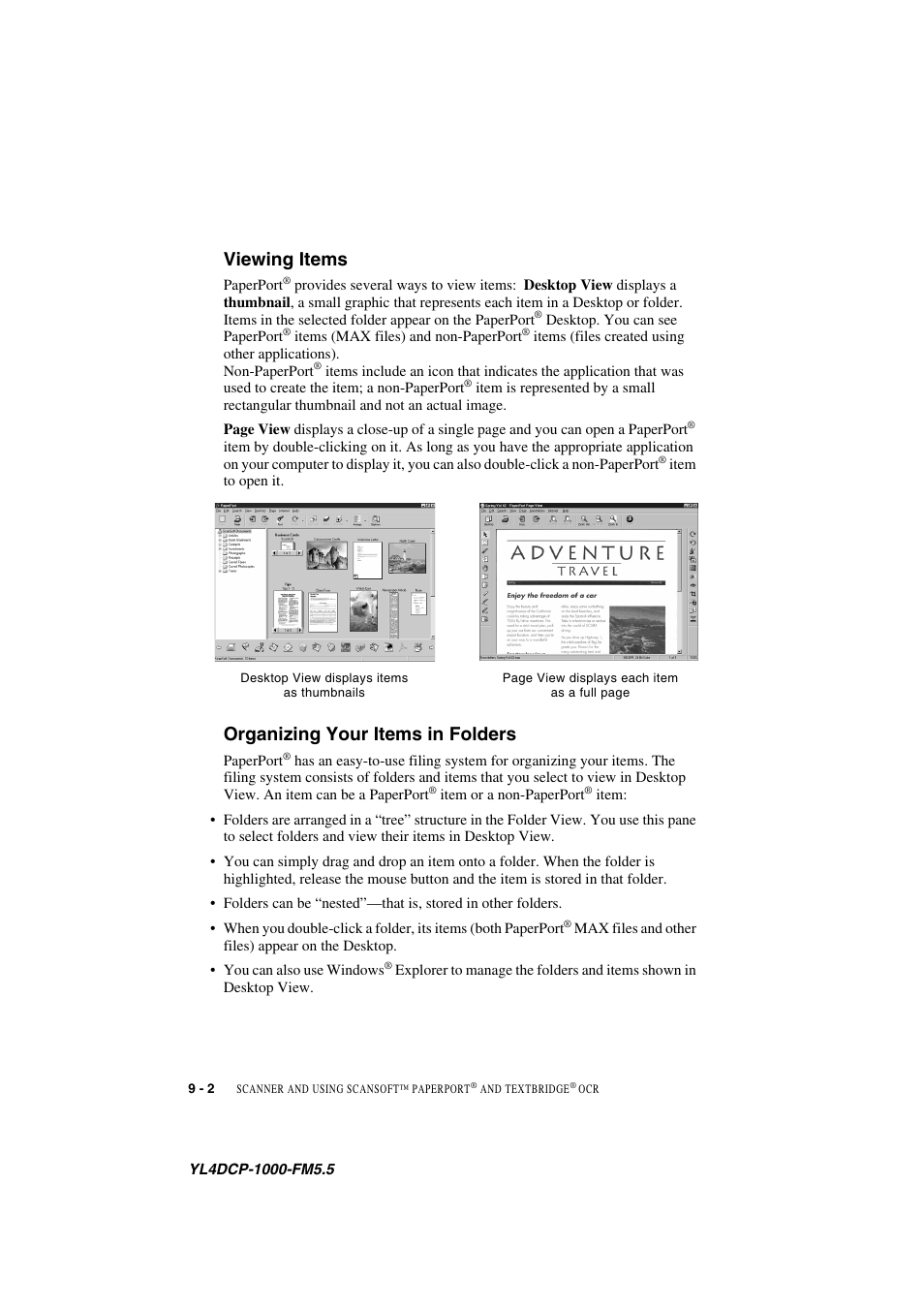 Viewing items, Organizing your items in folders | Brother DCP 1000 User Manual | Page 86 / 139
