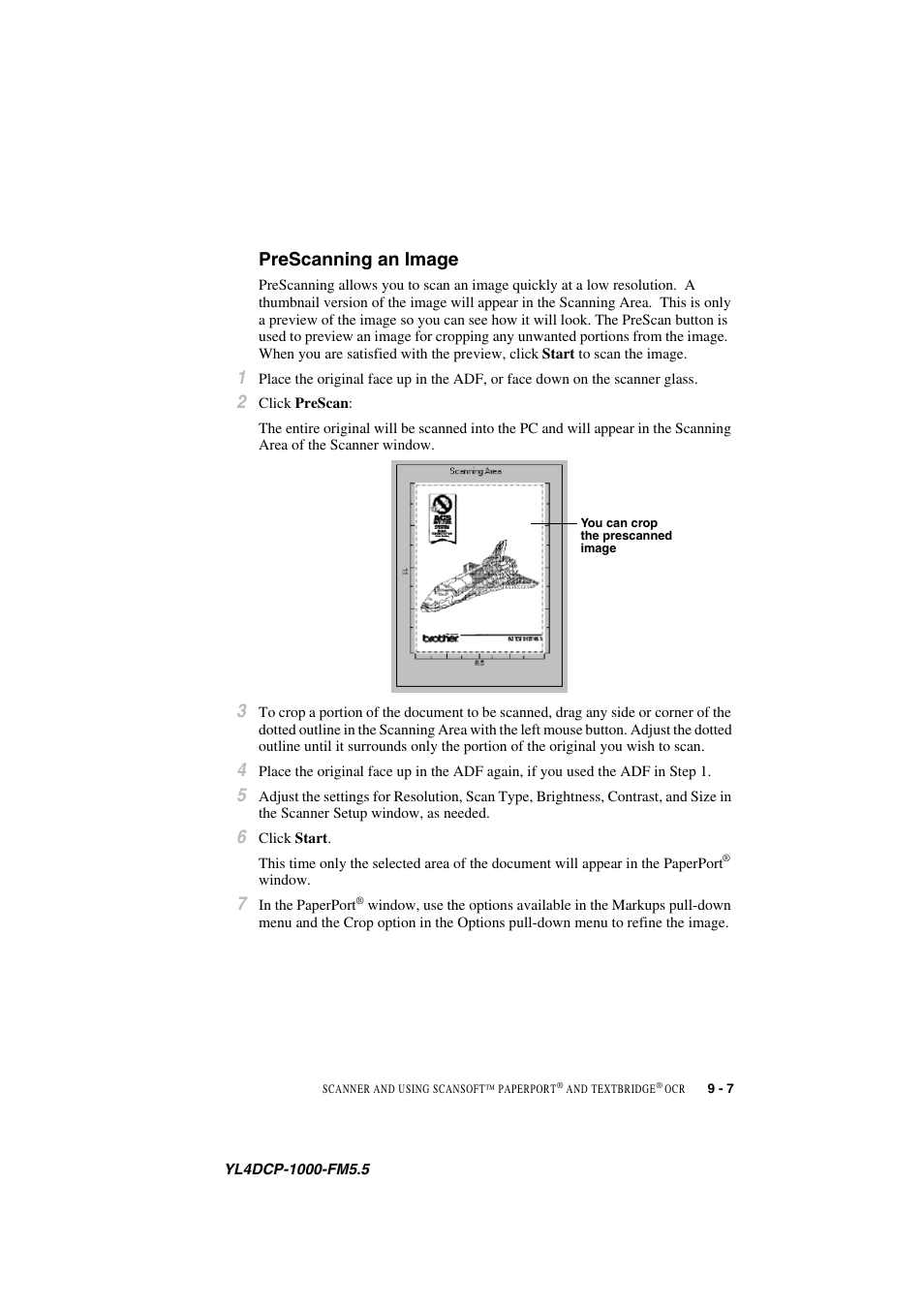 Prescanning an image, Prescanning an image -7 | Brother DCP 1000 User Manual | Page 91 / 139