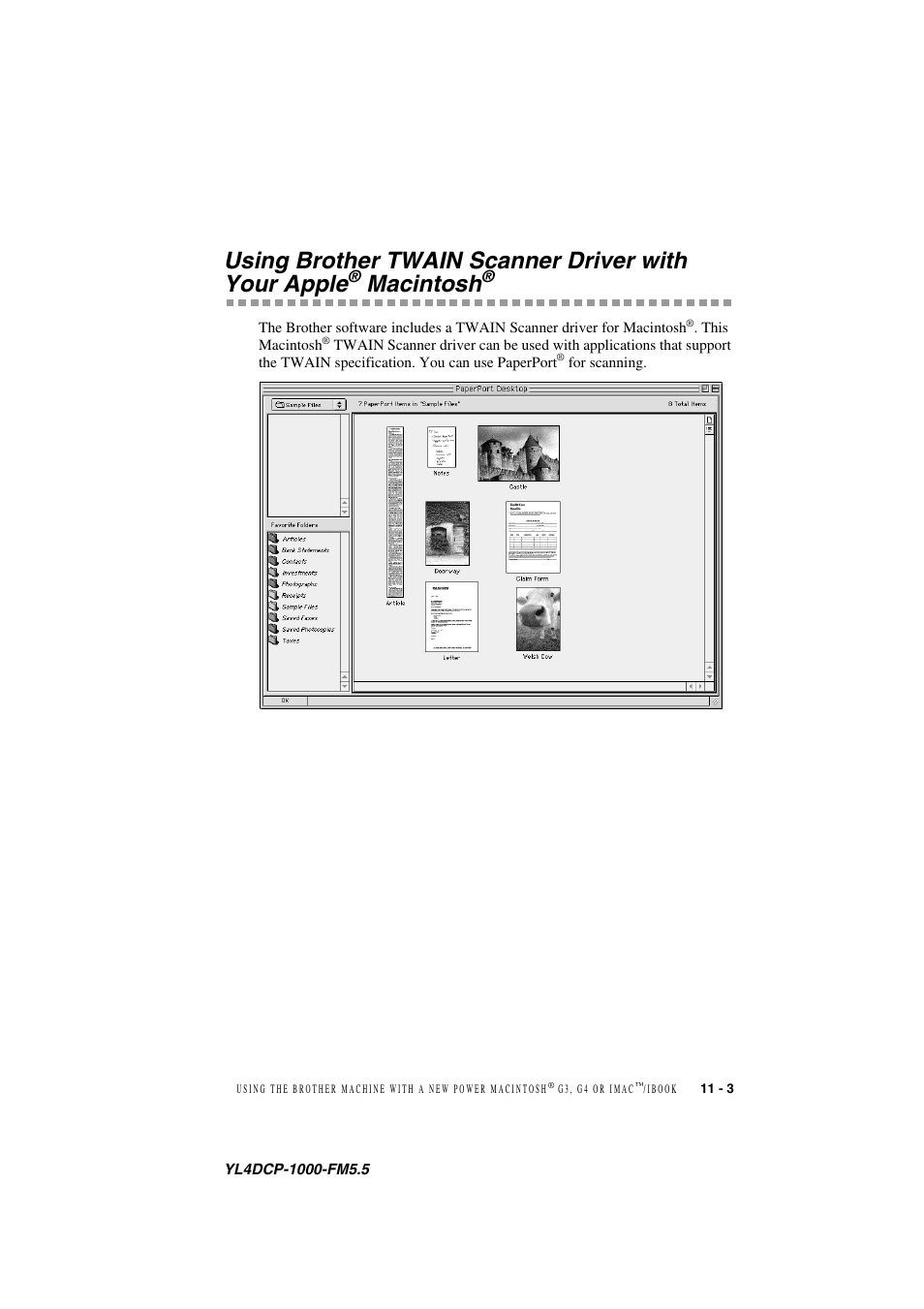 Using brother twain scanner driver with, Your apple, Using brother twain scanner driver with your apple | Macintosh | Brother DCP 1000 User Manual | Page 95 / 139