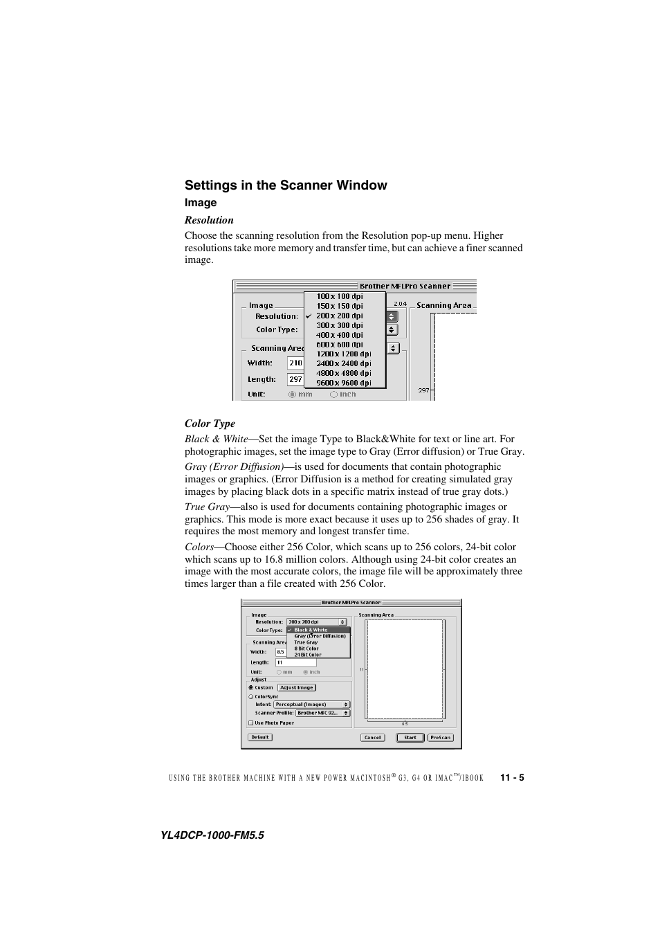 Settings in the scanner window, Image, Settings in the scanner window -5 | Image -5 | Brother DCP 1000 User Manual | Page 97 / 139