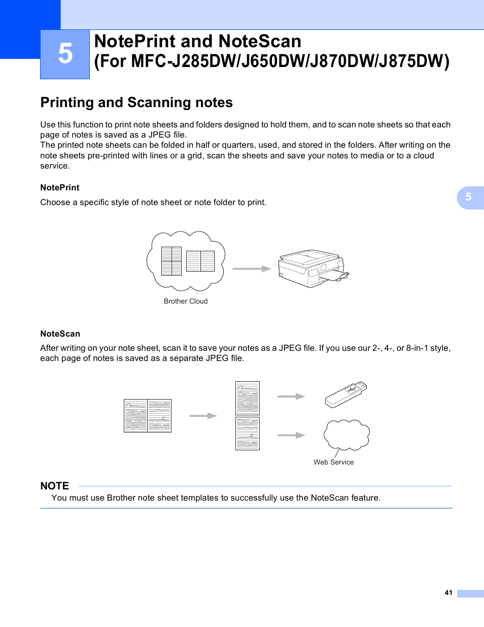 Printing and scanning notes | Brother DCP-J152W User Manual | Page 45 / 56