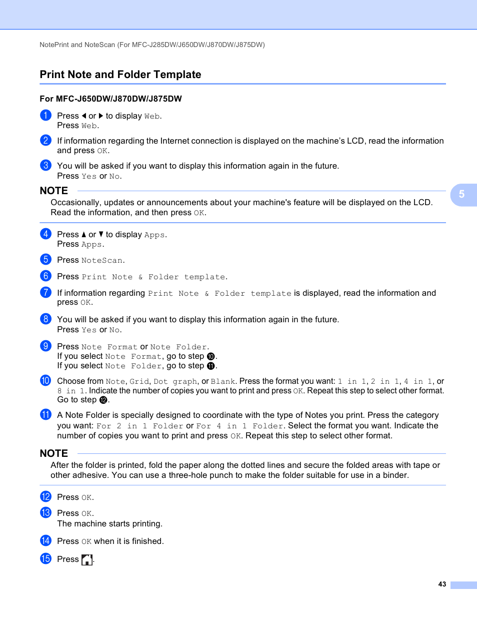 Print note and folder template | Brother DCP-J152W User Manual | Page 47 / 56