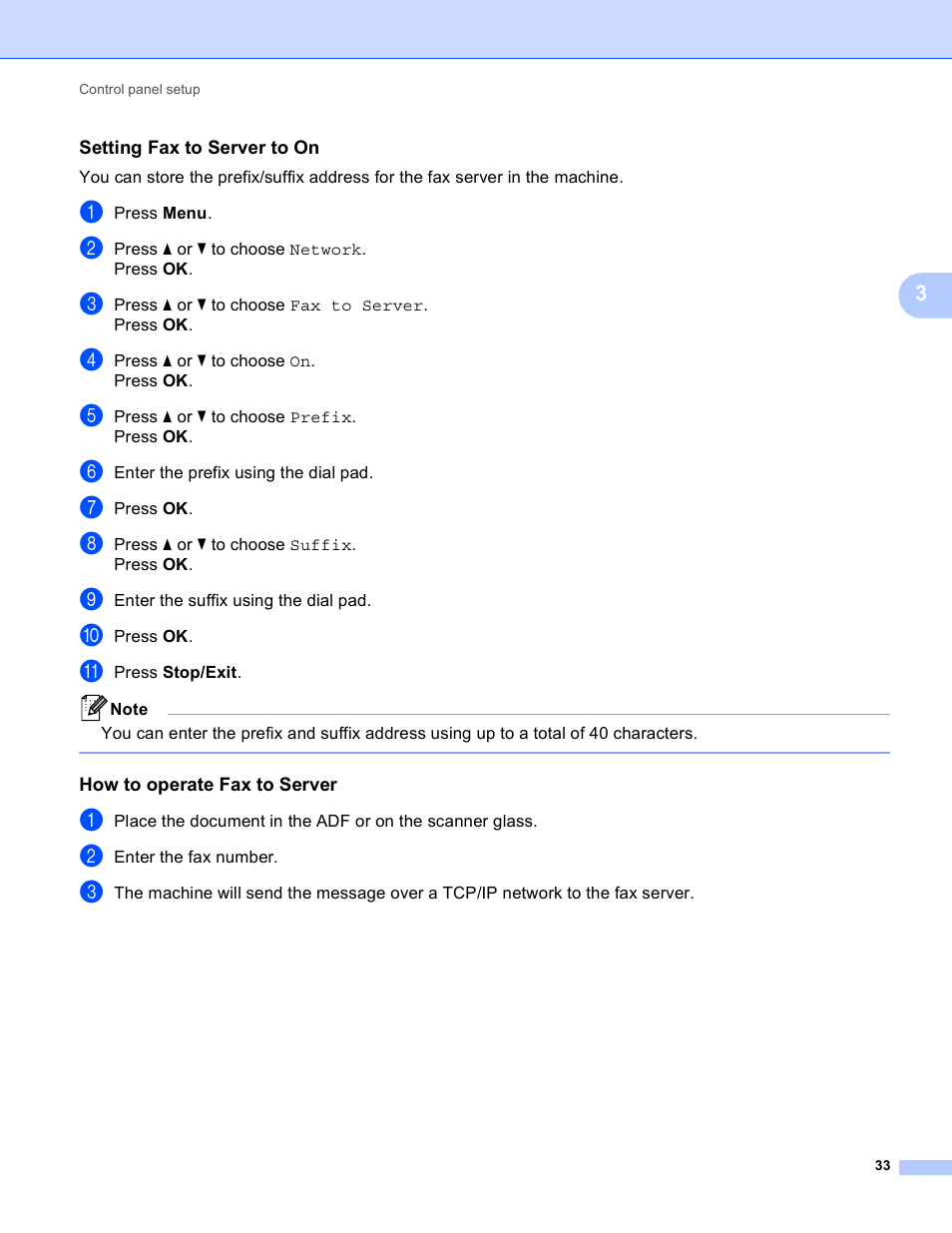 Setting fax to server to on, How to operate fax to server | Brother MFC-9460CDN User Manual | Page 36 / 43
