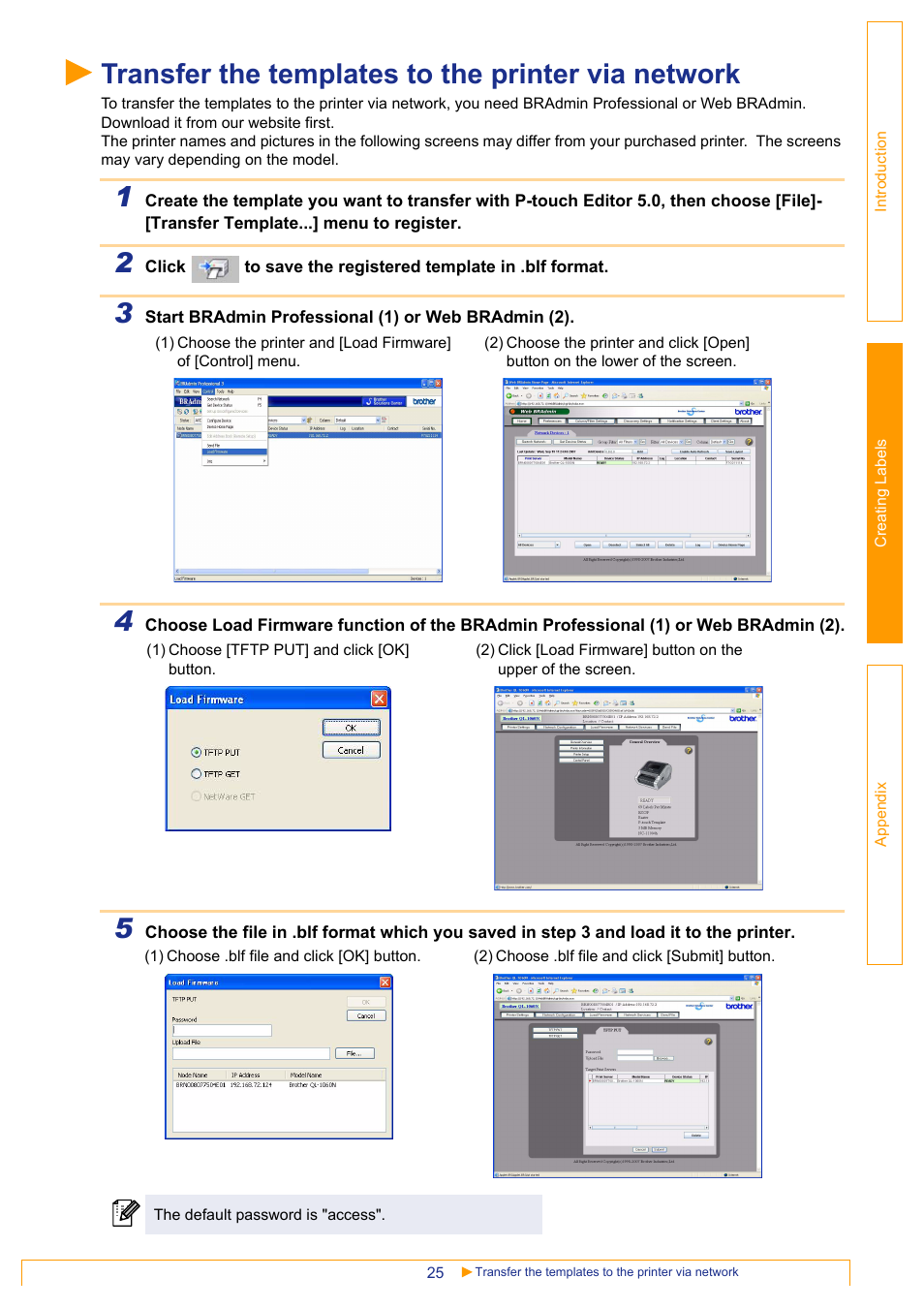 Transfer the templates to the printer via network | Brother QL-1060N User Manual | Page 25 / 41