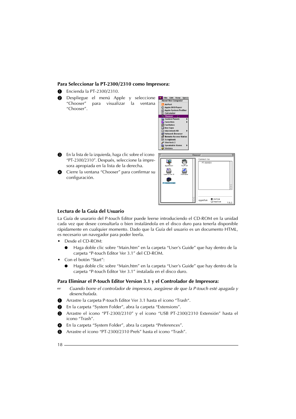 1 encienda la pt-2300/2310 | Brother PT-2300 User Manual | Page 103 / 143