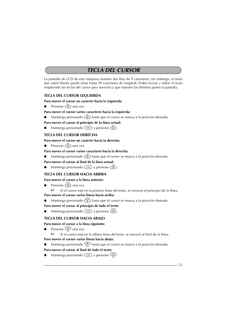 Tecla del cursor | Brother PT-2300 User Manual | Page 110 / 143