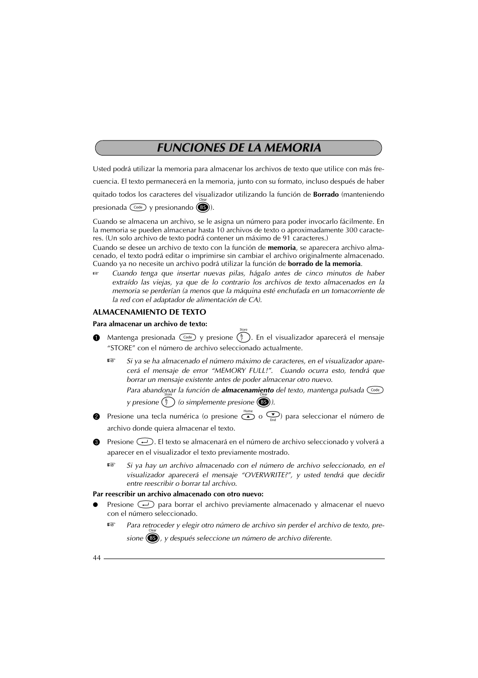 Funciones de la memoria | Brother PT-2300 User Manual | Page 129 / 143