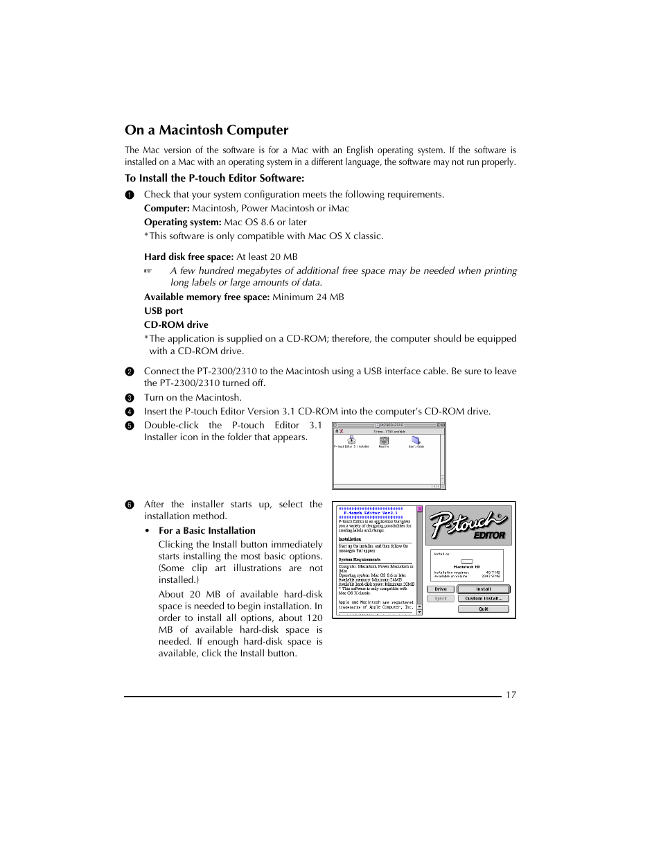 On a macintosh computer, 3 turn on the macintosh | Brother PT-2300 User Manual | Page 21 / 143